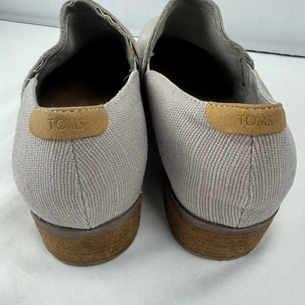 TOMS Women's Gray Suede Textile Block Heel Loafers Casual Office Shoes Size 12‎